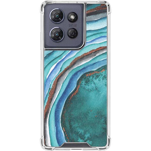 Turquoise Watercolor Geode Moto G Play 5G (2025) Clear Case
